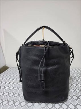 Authentic Burberry Grained Leather Bucket Bag Black